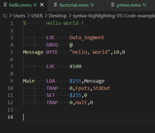 VSCode MMIX